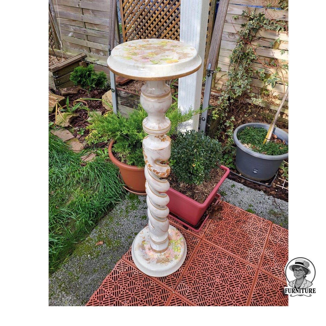 VINTAGE Tall Wood Plant Stand – Handmade Floral Accent, Restored 1970s ...