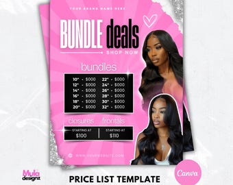 Editable Hair Price List Template: DIY Beauty Salon Pricing Guide (Canva)