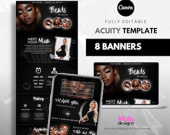 Acuity Scheduling Website Template – Editable Canva Booking Site Design for Hair, Lashes, Nails (Canva Template)