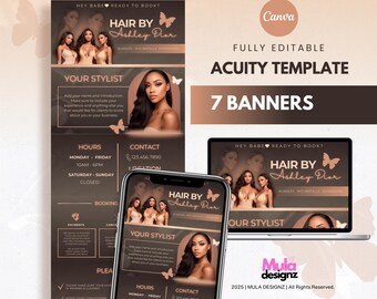 Hair Stylist Acuity Scheduling Site Template: Peach Brown Canva Banners