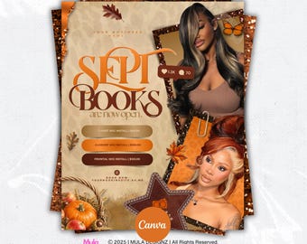 September Booking Flyer: Editable Hair, Braid, Nail, Lash | Fall Season Appointment Flyer (Canva Template)