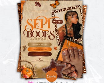 September Booking Flyer: Editable Hair, Braid, Nail, Lash | Fall Season Appointment Flyer (Canva Template)