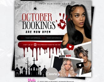 Spooky Season Booking Flyer: DIY Canva Template (Digital Download)