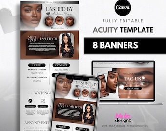 Lash Tech Acuity Scheduling Template – Editable Acuity Booking Site for Lash Techs (Canva Template)