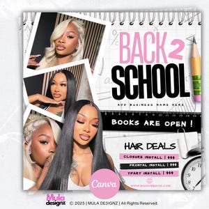 Back to School, August Booking Flyer, Hair, Braids, Nails, Lash , Appointment (Canva Template)