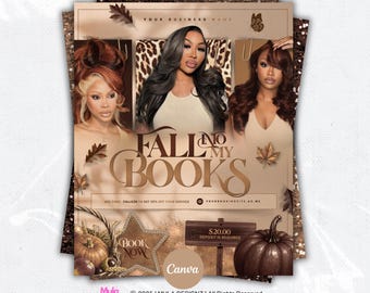 Fall Booking Flyer Template, October Books Open, Wig Install Braids Lash Nail Flyer (Editable Canva Template)