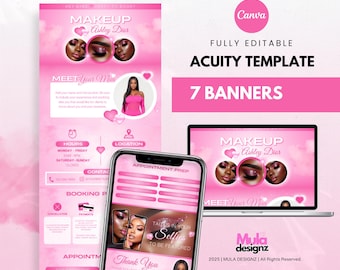 Pink Acuity Scheduling Template: 7 DIY Canva Banners (Digital Download)