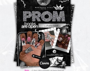 Prom Booking Flyer: Prom Szn, Nail Hair Lash Makeup, Editable Canva Template (Digital Download)