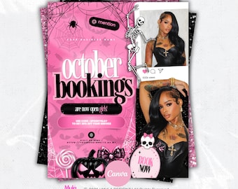 Spooky Season Booking Flyer Template: Halloween Hair, Lash, Wig, Nail (Editable Canva)