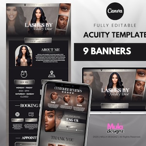 Acuity Scheduling Website Template – Editable Canva Booking Site Design for Hair, Lashes, Nails, Makeup (Canva Template)