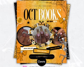 Spooky Season Booking Flyer Template: Halloween Hair, Lash, Wig, Nail (Editable Canva)
