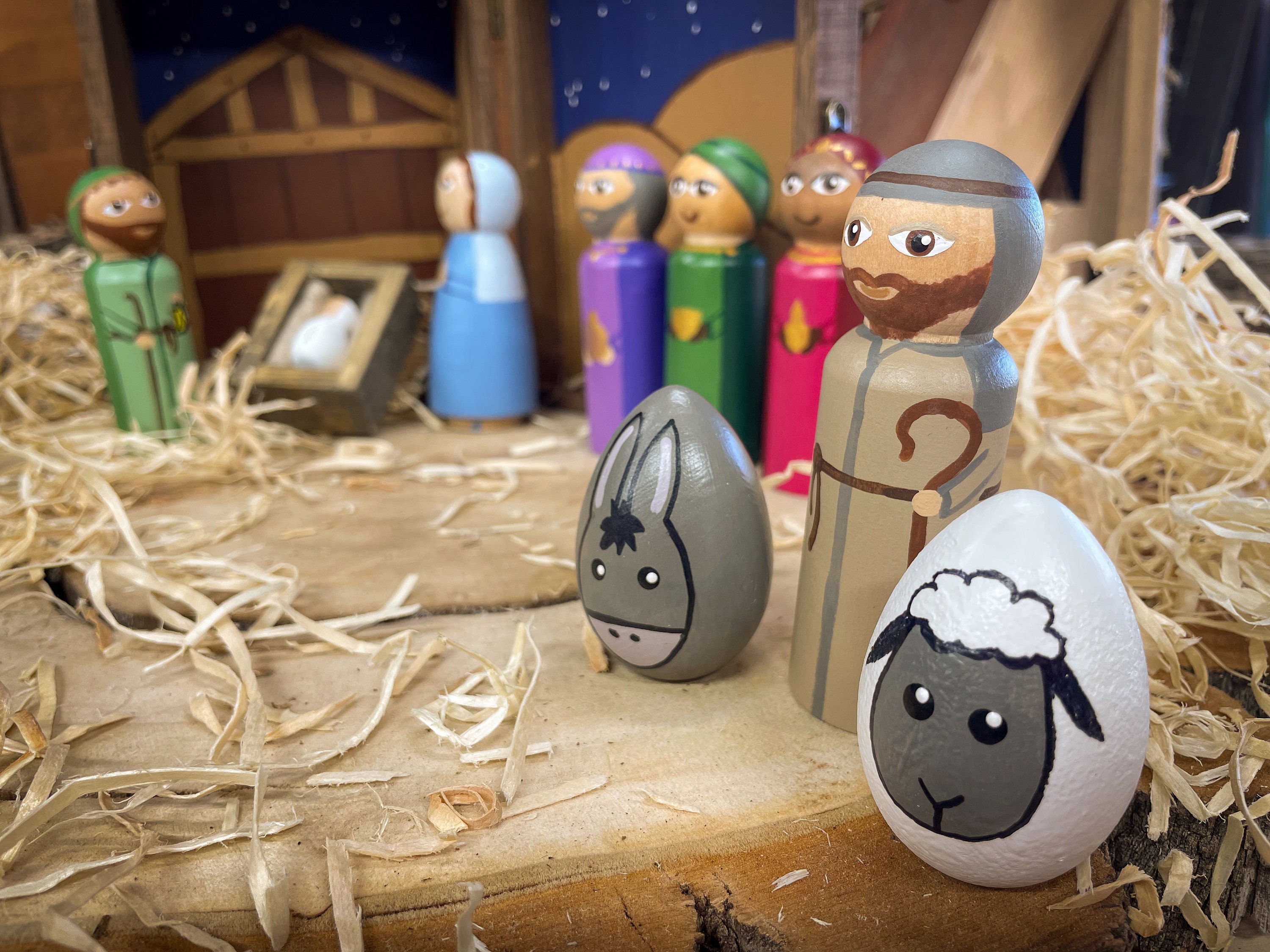 Handcrafted Peg Doll Nativity Set Rustic Christmas Decor - Etsy
