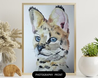 Serval Aquarell Kunstdruck A4