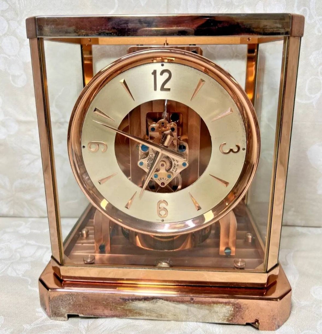 Atmos Lecoultre Rose Gold Colored Mantel Clock Runs 1940's Serial 16477