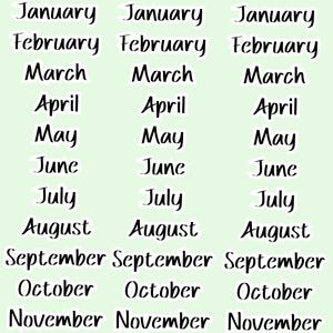 Months of the Year Planner Sticker Sheet, Months of the Year Bujo Sticker Sheet, Months of the Year Word Stickers for Planners