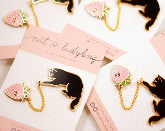 Black Cat & Ladybug Strawberry Chain Set