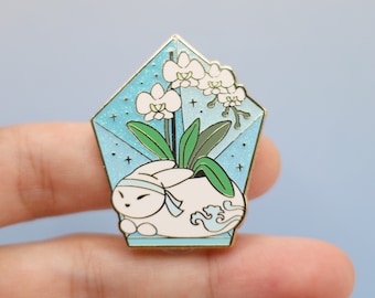 Bunny and Orchids Pin (Danmei-Inspired Series: Lan Wangji)