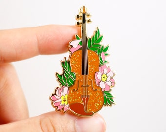 Violin Hard Enamel Pin (Iridescent Glitter)