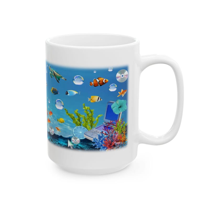 Y2K Aesthetic Mug, Frutiger Aero Coffee Cup, Nostalgic 2000s Gift, Underwater Screensaver Mug, Retro Aesthetic Gift for Her image 8