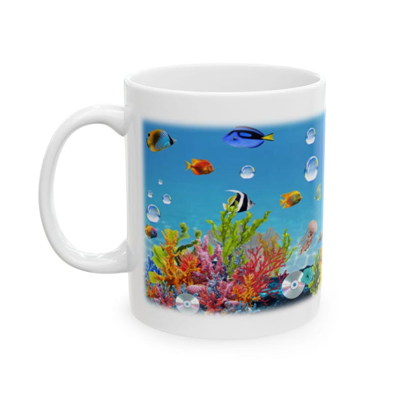 Y2K Aesthetic Mug, Frutiger Aero Coffee Cup, Nostalgic 2000s Gift, Underwater Screensaver Mug, Retro Aesthetic Gift for Her image 5