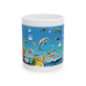 Y2K Aesthetic Mug, Frutiger Aero Coffee Cup, Nostalgic 2000s Gift, Underwater Screensaver Mug, Retro Aesthetic Gift for Her image 1