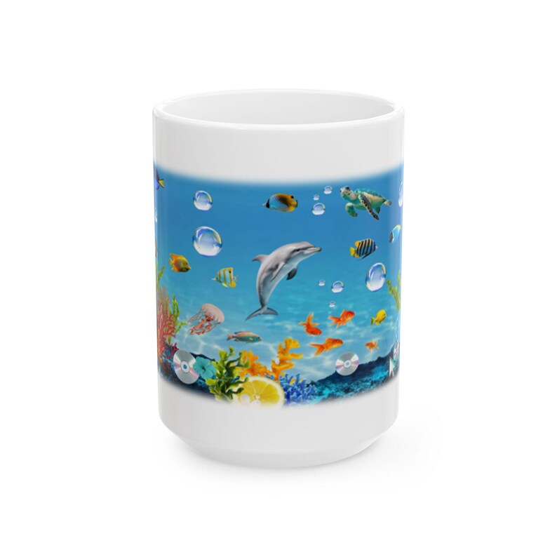 Y2K Aesthetic Mug, Frutiger Aero Coffee Cup, Nostalgic 2000s Gift, Underwater Screensaver Mug, Retro Aesthetic Gift for Her image 2