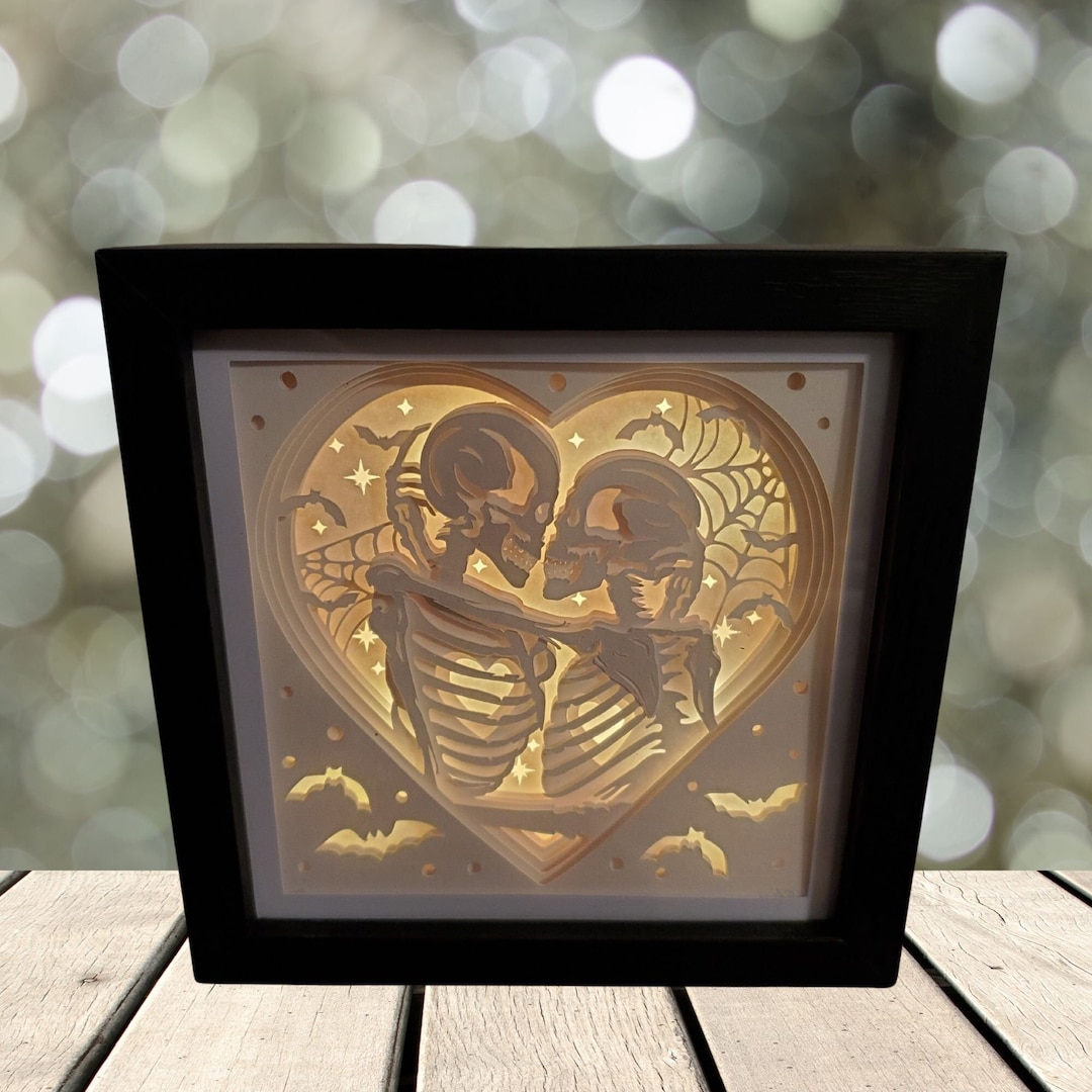 Skeleton Lovers Light-up Shadow Box β 5x5 Wooden Frame - Etsy