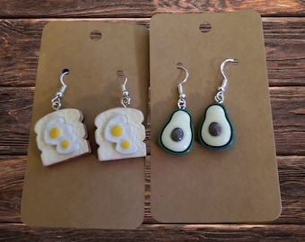 Eggs on Toast and Avacodo Earing Set