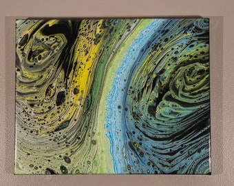 Large resin coated abstract acrylic painting for living room wall art  abstract fluid art painting modern large wall decor for living space