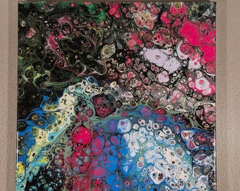 Resin coated acrylic painting for living room wall art bold metalics abstract fluid art painting modern large wall decor for living space