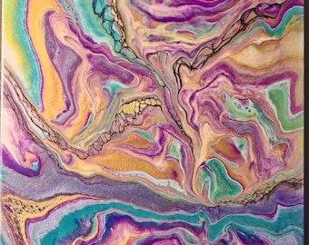 Original fluid art, acrylic pouring, abstract painting, wall art, home decor, colorful, contemporary painting, unique gift