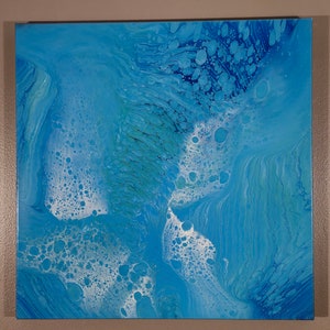 Pacific Ripples, water abstract , beach home decor, large wall art, 24×24 ,acrylic painting on canvas