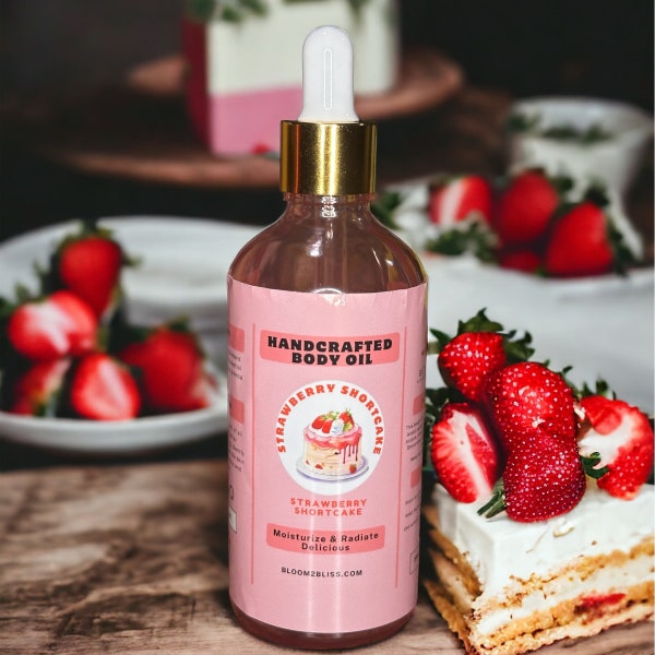 Strawberry Shortcake Body Oil, Handcrafted Multi-Use Body Oil - Pheromone Body Oil - Gift for Her - Love Oil - Scented Body Oil - Vegan 3.4