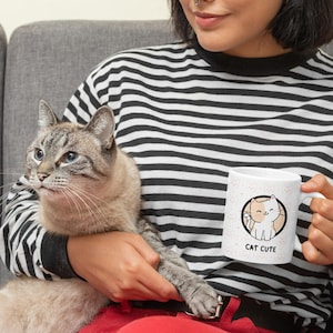 Cute Cat Mug, Kawaii Kitten Mug, Gift for Cat Lover, Funny Coffee Cup, Pet Owner Gift, Animal Lover Mug, Adorable Cat Drinkware