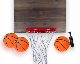 Mini aro de baloncesto de cedro rojo: para montar sobre la puerta o en la pared