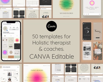 Holistische Instagram-sjablonen voor coaches: 50 bewerkbare canva-berichten