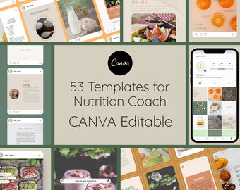 Sociale-mediasjablonen voor voedingscoach: 53 bewerkbare canva-berichten