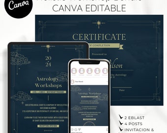 Holistische workshopbundel canva bewerkbare e-blast, post op sociale media, uitnodiging en certificaat | Communicatiebundel: