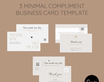 Minimale complimentenkaartsjabloon, bewerkbaar op canva (digitale download)