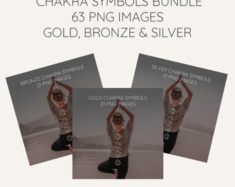 Chakrasymbolen PNG-clipartbundel: goud, zilver, brons (digitale download)