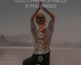 Clipart gouden chakrasymbolen: 21 png-afbeeldingen (digitale download)