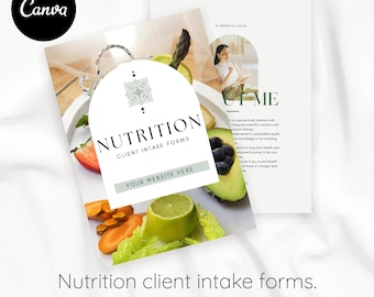 Bundel met zakelijke formulieren voor voedingsdeskundigen | Intake- en toestemmingsformulieren voor klanten | Sessienotities | Bewerkbaar canvas | Voedseldagboek