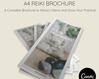 Zakelijke reikibrochure | Canva-marketingsjabloon | Welkomstgids voor klanten | Energetische genezers | Afdrukbare pdf