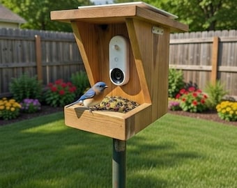 Solar Cedar Bird Feeder - Bird Buddy Compatible - Hand-Crafted