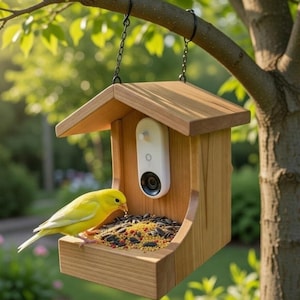 Cedar Bird Feeder: Hand-Crafted, Bird Buddy Compatible