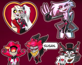 Hazbin Hotel acryl sleutelhangers Preorder - Angel Dust, Alastor, Husk, Niffty, Charlie en Vaggie