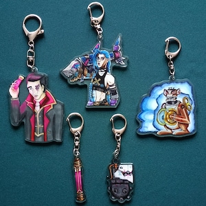 Arcane League of Legends Inspired Keychains - Jinx, Silco