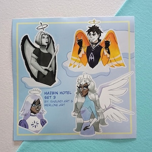 Hazbin Hotel Heaven Stickersheet - Adam, Lute, Sera, Emily Stickers