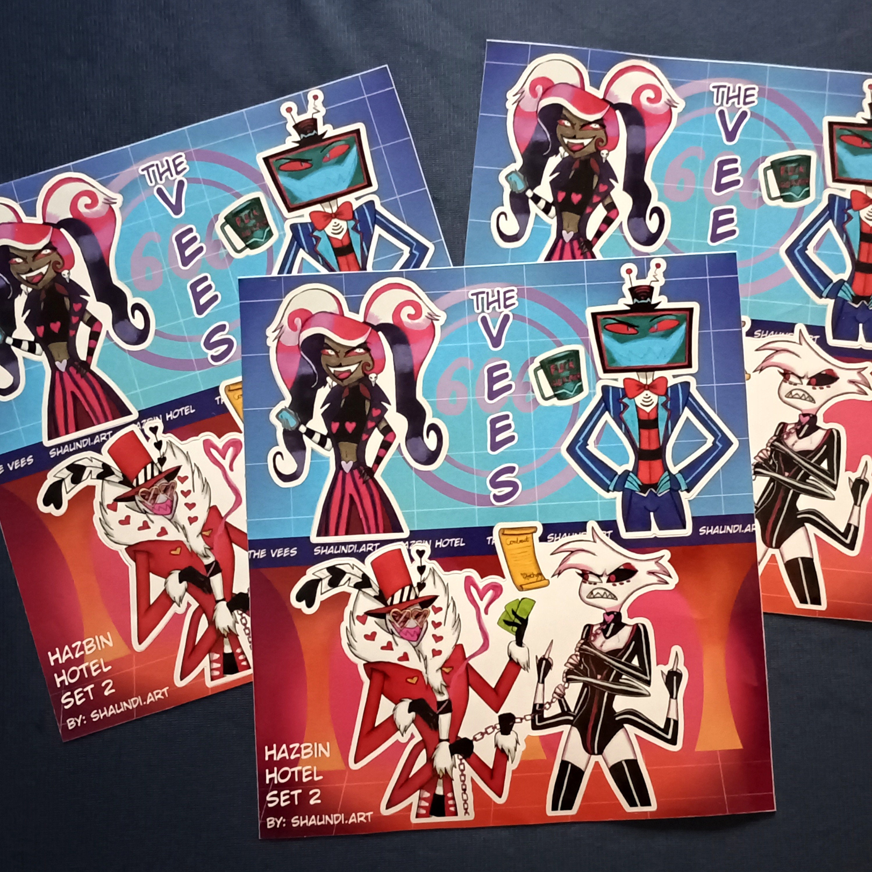 Hazbin Hotel the Vees Stickersheet - Vox, Velvette, Valentino