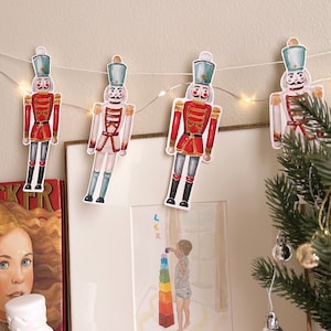 Christmas Printable Garland, Watercolor Nutcracker Garland, DIY Decoration, Digital Download Banner, Kids Room Decoration, Paper Ornaments